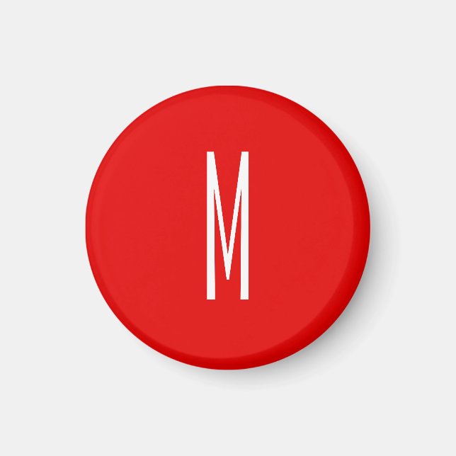 Initial Letter Monogram Modern Style Red White Magnet (Front)