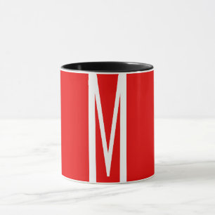 Initial Letter Monogram Modern Style Red White Mug