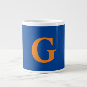 Initial Letter Monogram Modern Stylish Blue Orange Large Coffee Mug