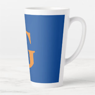 Initial Letter Monogram Modern Stylish Blue Orange Latte Mug