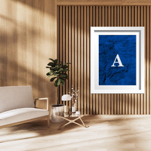 Initial Letter Monogram Modern Stylish Blue Poster