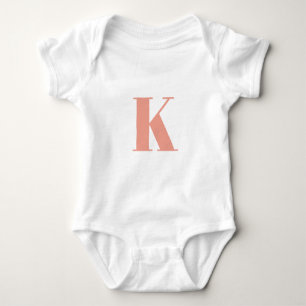 Initial Letter   Monogram Modern Stylish Peach Baby Bodysuit
