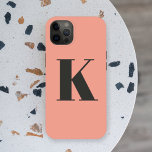 Initial Letter | Monogram Modern Stylish Peach iPhone 15 Case<br><div class="desc">Simple,  stylish custom initial letter monogram phone case in modern minimalist typography in dark grey on peach pink. A perfect custom gift or accessory with a personal touch!</div>