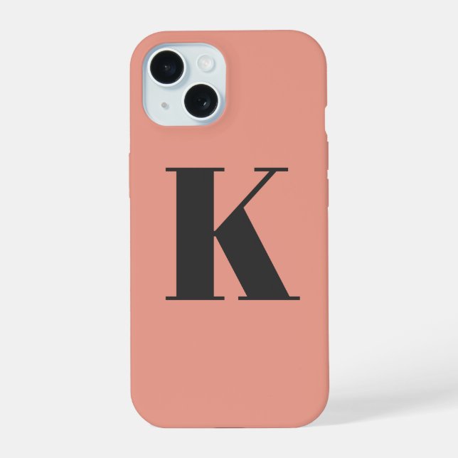 Initial Letter | Monogram Modern Stylish Peach iPhone 15 Case (Back)