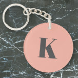 Initial Letter | Monogram Modern Stylish Peach Keychain<br><div class="desc">Simple,  stylish custom initial letter monogram keychain in modern minimalist typography in dark grey on peach pink. A perfect custom gift or accessory with a personal touch!</div>