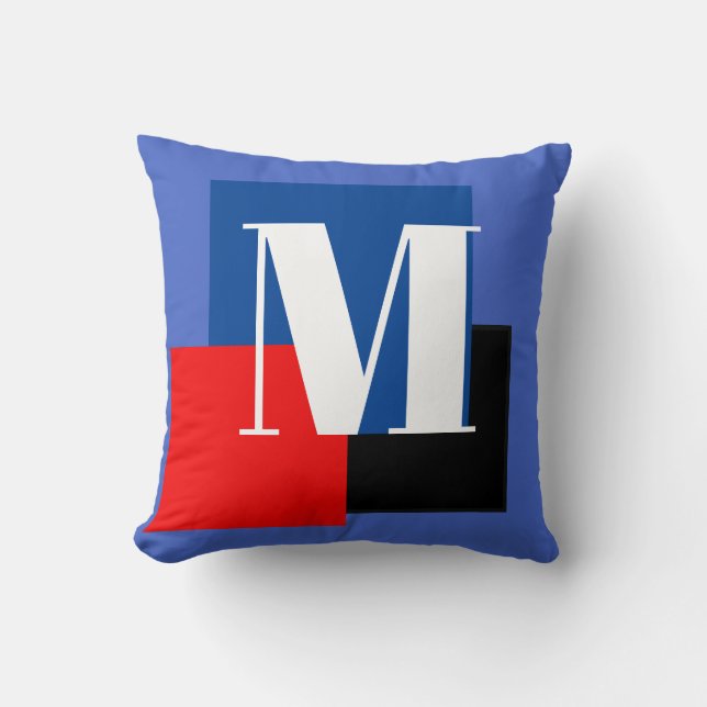Initial Letter Monogram Modern Stylish Throw Pillow (Front)