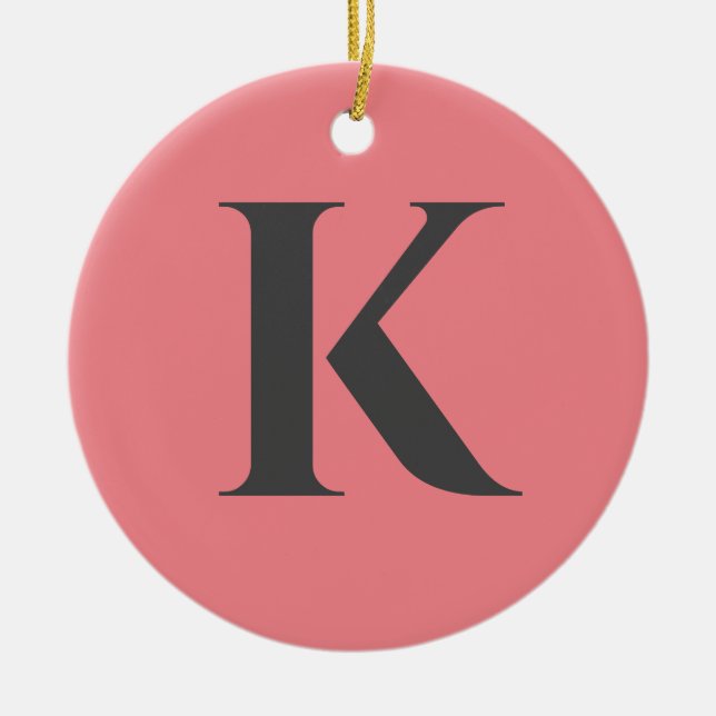 Initial Letter | Monogram Modern Stylish Trendy Ceramic Ornament (Front)
