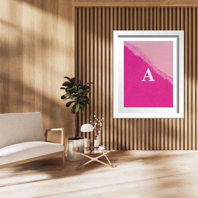 Initial Letter Monogram Modern Stylist Pink  Poster (Creator Uploaded)
