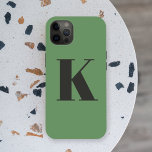 Initial Letter | Monogram Modern Trendy Sage Green iPhone 15 Case<br><div class="desc">Simple,  stylish custom initial letter monogram phone case in modern minimalist typography in dark grey on sage green. A perfect custom gift or accessory with a personal touch!</div>