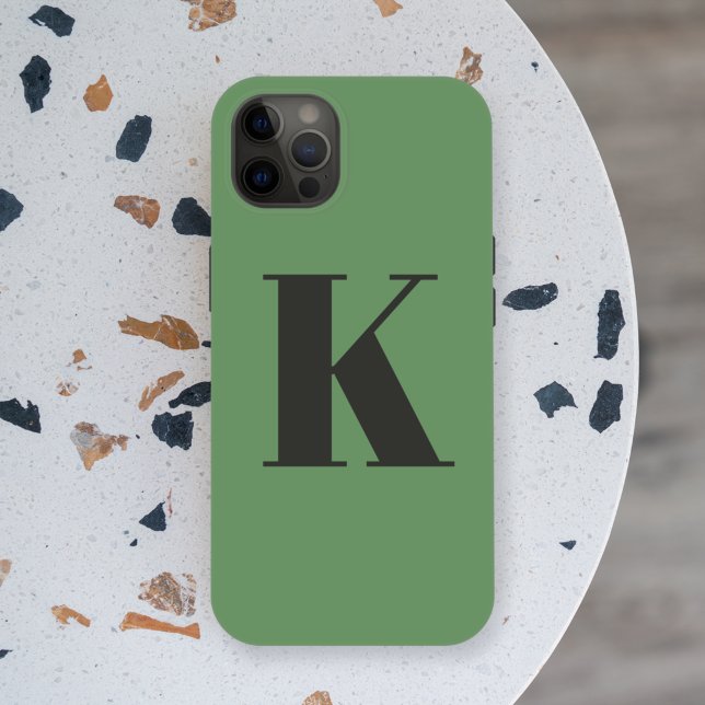 Initial Letter | Monogram Modern Trendy Sage Green Case-Mate iPhone Case (Creator Uploaded)