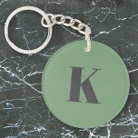 Initial Letter | Monogram Modern Trendy Sage Green Keychain<br><div class="desc">Simple,  stylish custom initial letter monogram keychain in modern minimalist typography in dark grey on sage green. A perfect custom gift or accessory with a personal touch!</div>