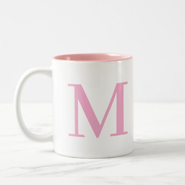 Initial Letter | Monogram Modern Trendy Two-Tone Coffee Mug (Left)