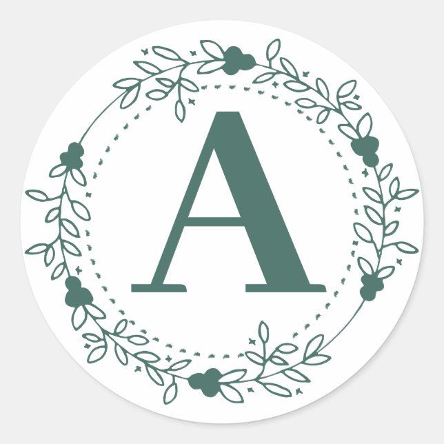 Initial Letter Monogram Personalized Classic Round Sticker (Front)