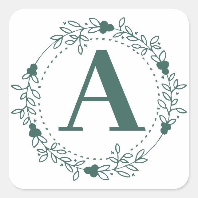 Initial Letter Monogram Personalized Square Sticker (Front)