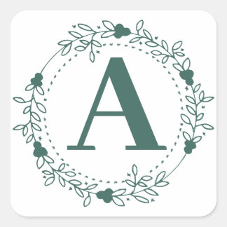 Initial Letter Monogram Personalized Square Sticker