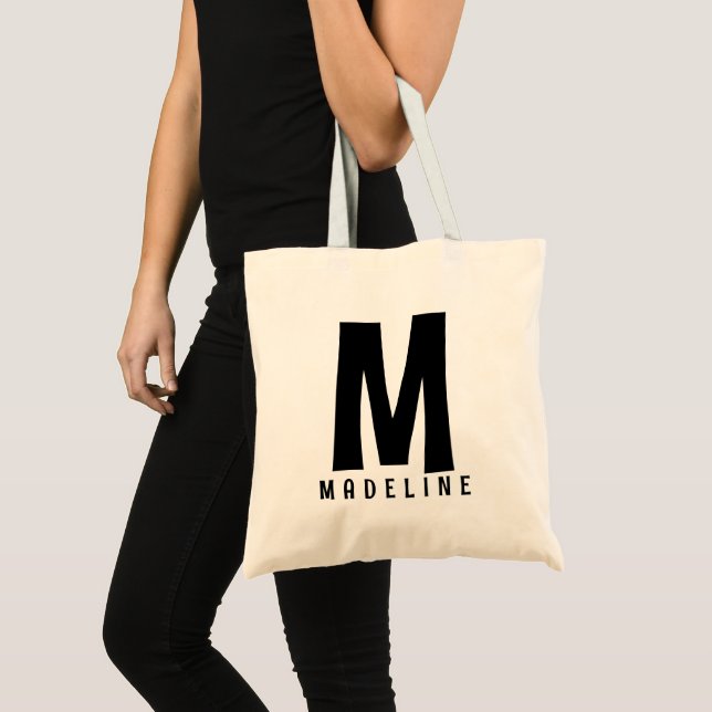 Initial Letter Monogram Personalized Tote Bag (Front (Product))