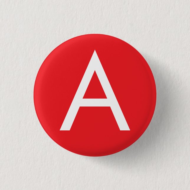 Initial Letter Monogram Red White Plain Modern 1 Inch Round Button (Front)