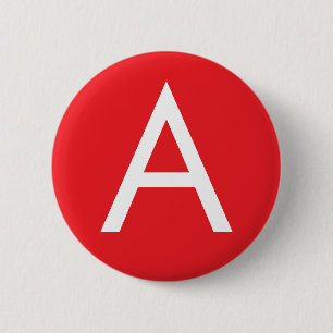 Initial Letter Monogram Red White Plain Modern 2 Inch Round Button
