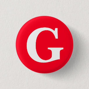 Initial Letter Monogram Red White Plain Simple 1 Inch Round Button