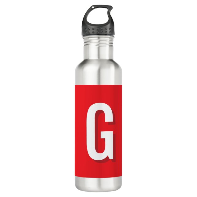 Initial Letter Monogram Red White Plain Simple 710 Ml Water Bottle (Front)