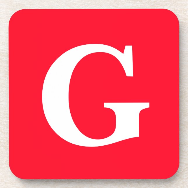 Initial Letter Monogram Red White Plain Simple Coaster (Front)