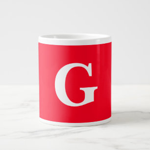 Initial Letter Monogram Red White Plain Simple Large Coffee Mug