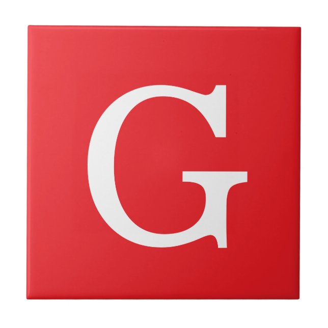 Initial Letter Monogram Red White Plain Simple Tile (Front)