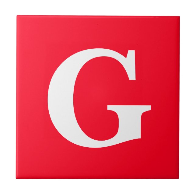 Initial Letter Monogram Red White Plain Simple Tile (Front)
