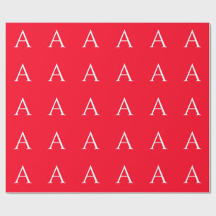 Initial Letter Monogram Red White Plain Simple Wrapping Paper
