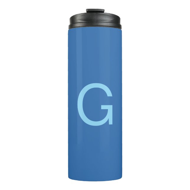 Initial Letter Monogram Steel Blue Custom Plain Thermal Tumbler (Front)