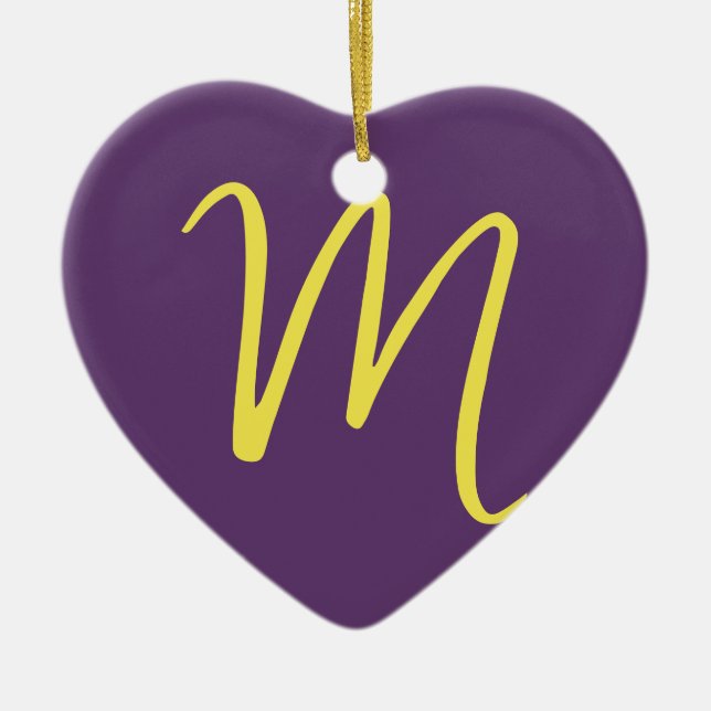 Initial Letter Monogram Stylish Indigo Yellow Ceramic Ornament (Front)