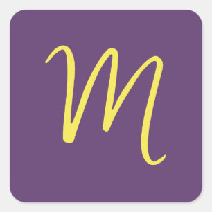 Initial Letter Monogram Stylish Indigo Yellow Square Sticker