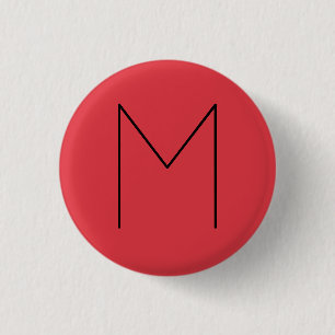 Initial Letter Monogrammed Modern Minimalist Red 1 Inch Round Button