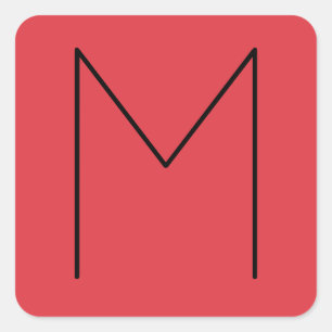 Initial Letter Monogrammed Modern Minimalist Red Square Sticker