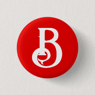Initial Letter Monogrammed Red White Classical 1 Inch Round Button