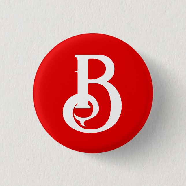 Initial Letter Monogrammed Red White Classical 1 Inch Round Button (Front)