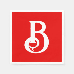 Initial Letter Monogrammed Red White Classical Napkin