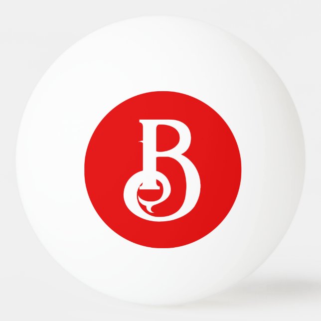 Initial Letter Monogrammed Red White Classical Ping Pong Ball (Front)