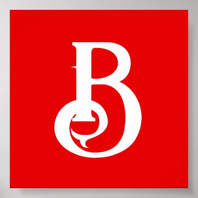 Initial Letter Monogrammed Red White Classical Poster (Front)