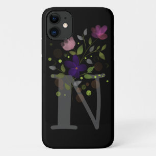 Initial Letter N Plus Floral Design iPhone 11 Case