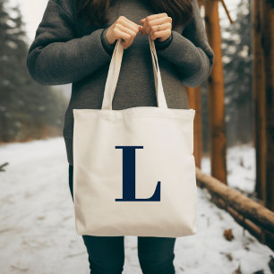 Initial Letter   Navy Monogram Modern Stylish Cool Tote Bag