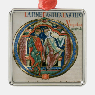 Initial letter 'O' Osculatur me - Let me kiss Metal Ornament