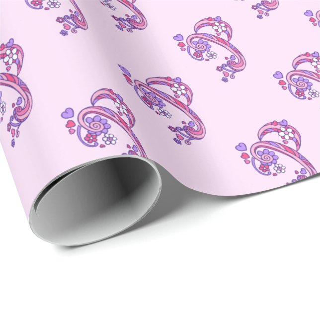 Initial letter P monogram pink personalized wrap Wrapping Paper (Roll Corner)