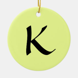 Initial Letter Pastel Lime Trendy Elegant Ceramic Ornament
