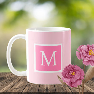 Initial Letter Pink & White  Coffee Mug