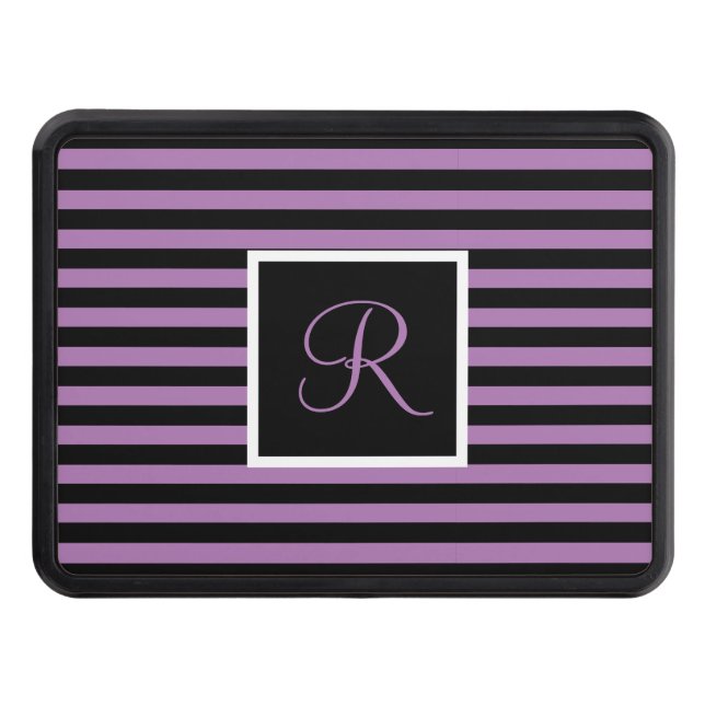 Initial Letter Purple & Black Trailer Hitch Cover (Front)