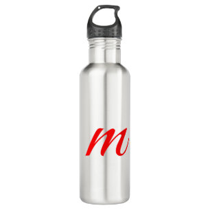 Initial letter red monogram professional modern 710 ml water bottle