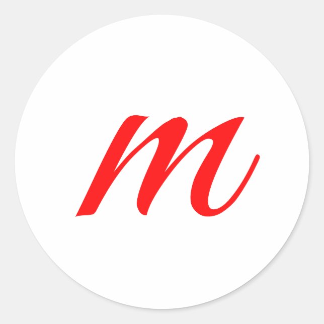 Initial letter red monogram professional modern classic round sticker (Front)