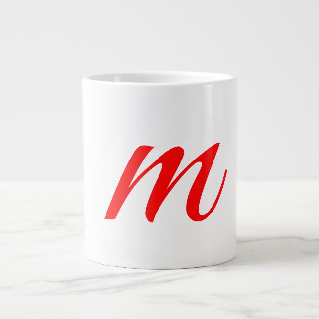 Initial letter red monogram professional modern  large coffee mug (Front)