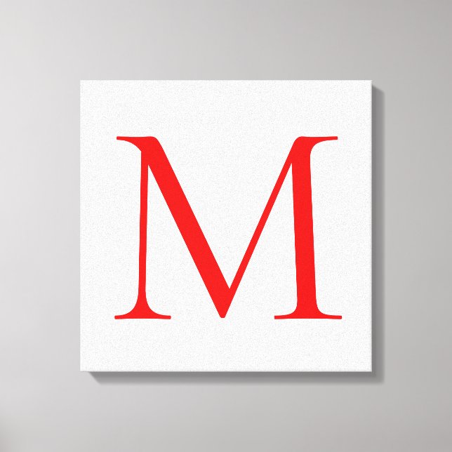 Initial letter red white monogrammed professional canvas print (Front)